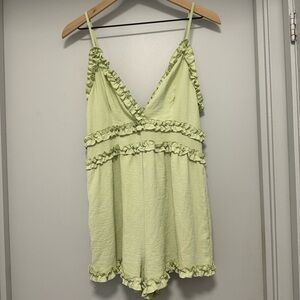 Iris Light Green Ruffle Romper